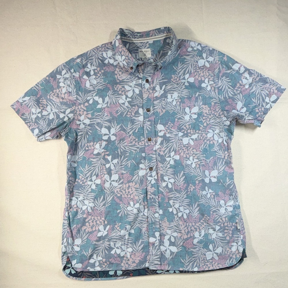 Jack O'Neill‎ Men's M Standard Fit Blue Floral Hawaiian SS Button-Up 185773